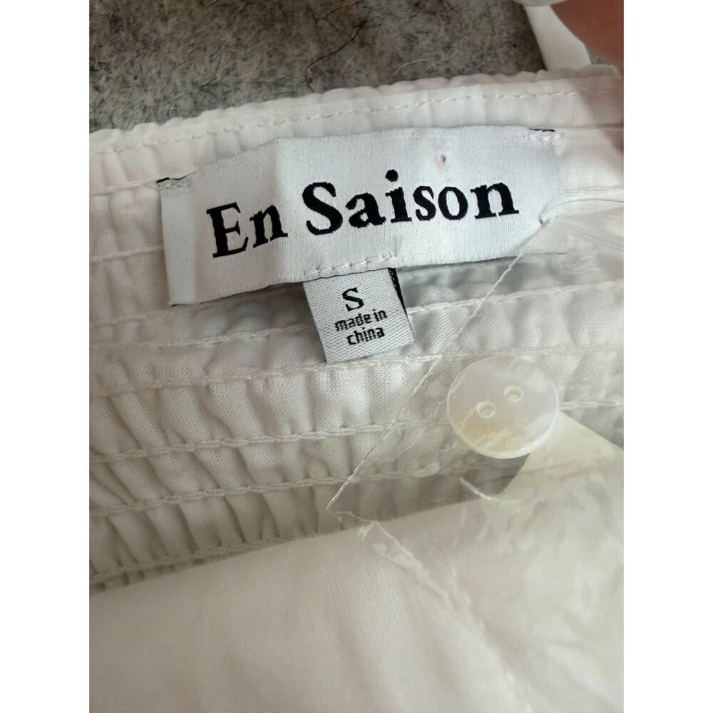 NWOT Anthropologie En Saison Brittany Peplum Top White Button Front Size S - Picture 6 of 10